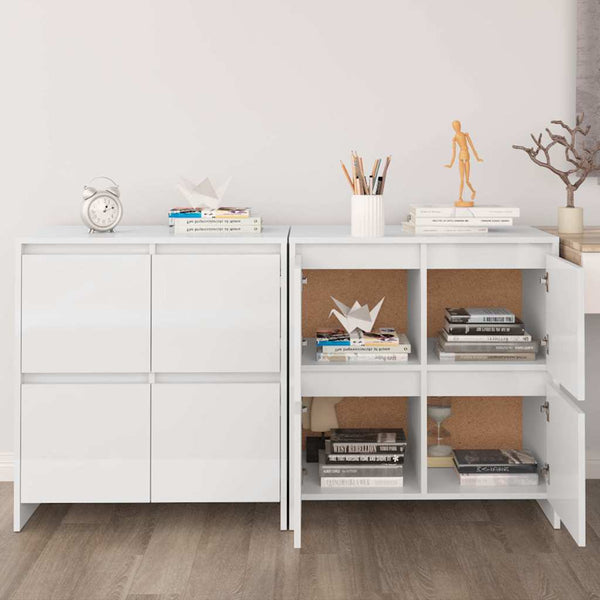 Senkit 2 kpl korkeakiilto valkoinen 70x41x75 cm lastulevy