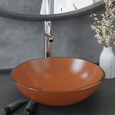 Ruskea kylpyhuoneen pesuallas hana ja tulppa Aninoiu (karkaistu lasi)