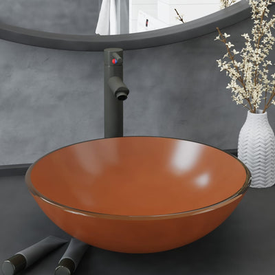 Ruskea kylpyhuoneen pesuallas hana ja tulppa Aninoiu (karkaistu lasi)