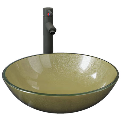 Kulta kylpyhuoneen pesuallas hana ja tulppa Aninoiu (karkaistu lasi)