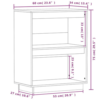 Konsolikaappi musta 60x34x75 cm täysi mänty