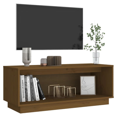 TV-taso hunajanruskea 90x35x35 cm täysi mänty