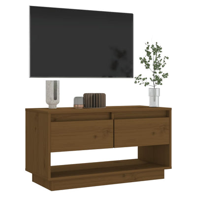 TV-taso hunajanruskea 74x34x40 cm täysi mänty