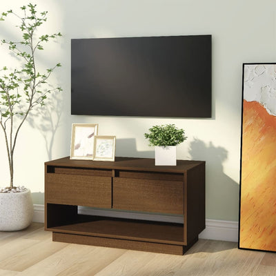 TV-taso hunajanruskea 74x34x40 cm täysi mänty