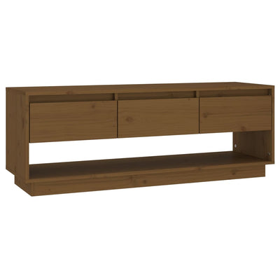 TV-taso hunajanruskea 110,5x34x40 cm täysi mänty