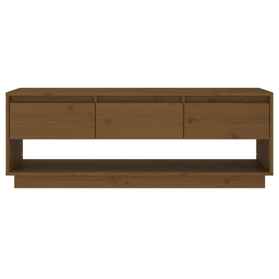 TV-taso hunajanruskea 110,5x34x40 cm täysi mänty