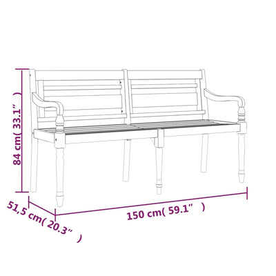 Batavia-penkki kermanvärinen tyyny 150 cm täysi tiikki