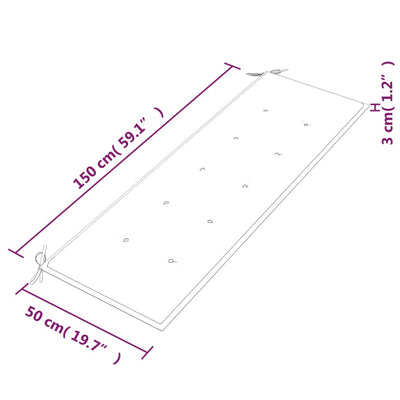 Batavia-penkki kermanvärinen tyyny 150 cm täysi tiikki