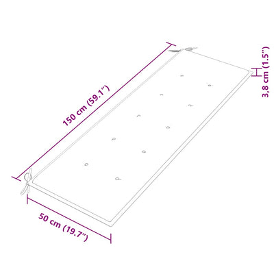 Kermanvärinen batavia-penkki Adolciza 150cm (tyyny tiikki)