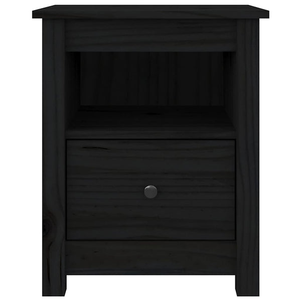 Yöpöydät 2 kpl musta 40x35x49 cm täysi mänty
