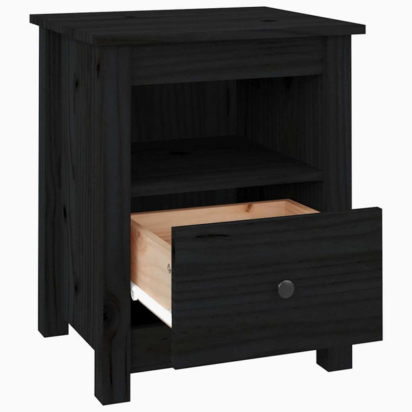 Yöpöydät 2 kpl musta 40x35x49 cm täysi mänty