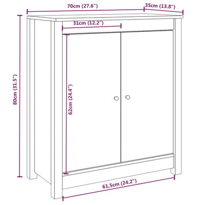 Senkki musta 70x35x80 cm täysi mänty