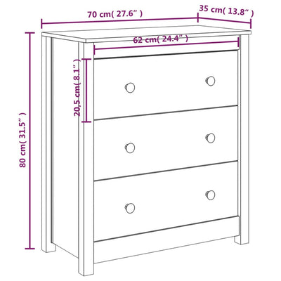 Senkki musta 70x35x80 cm täysi mänty