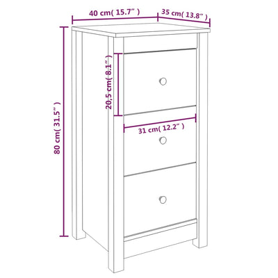 Senkit 2 kpl harmaa 40x35x80 cm täysi mänty