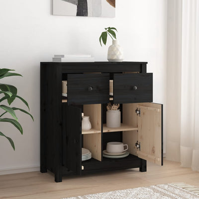 Senkki musta 70x35x80 cm täysi mänty