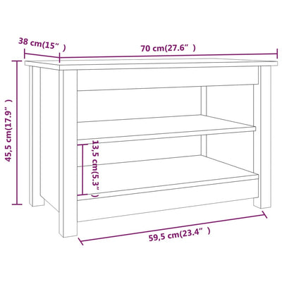 Kenkäpenkki harmaa 70x38x45,5 cm täysi mänty