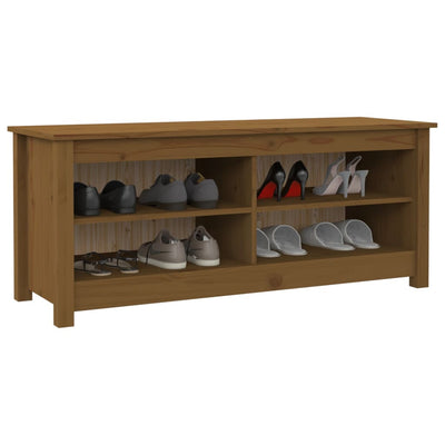 Kenkäkaappi hunajanruskea 110x38x45,5 cm täysi mänty