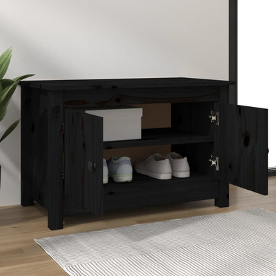 Kenkäkaappi musta 70x38x45,5 cm täysi mänty
