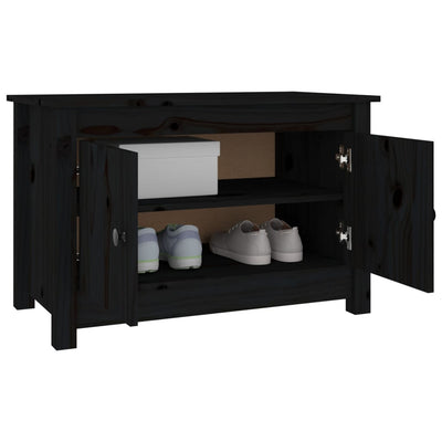 Kenkäkaappi musta 70x38x45,5 cm täysi mänty