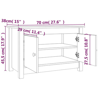 Kenkäkaappi musta 70x38x45,5 cm täysi mänty
