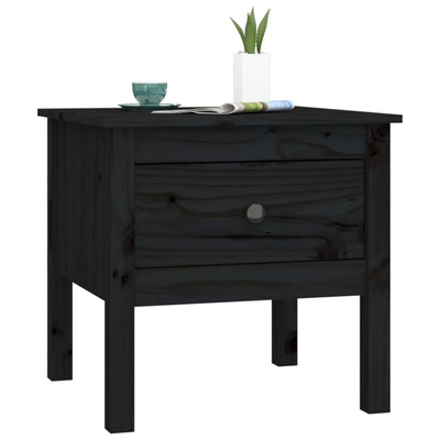 Sivupöydät 2 kpl musta 50x50x49 cm täysi mänty