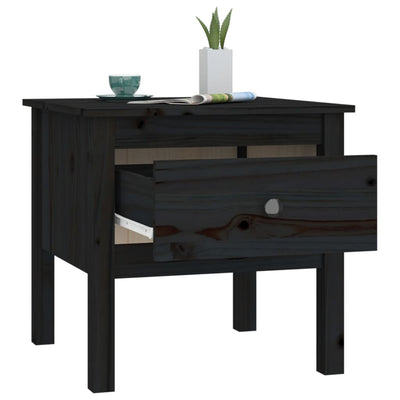 Sivupöydät 2 kpl musta 50x50x49 cm täysi mänty