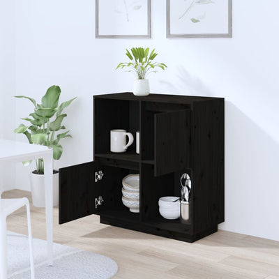 Senkki musta 74x35x80 cm täysi mänty