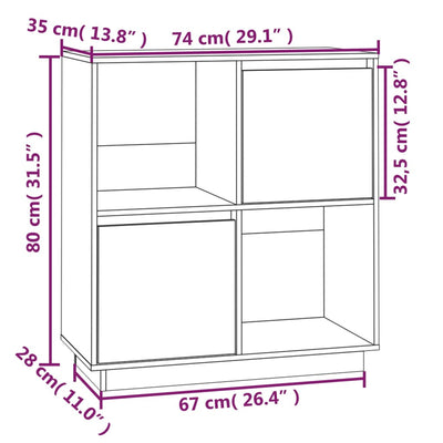 Senkki musta 74x35x80 cm täysi mänty