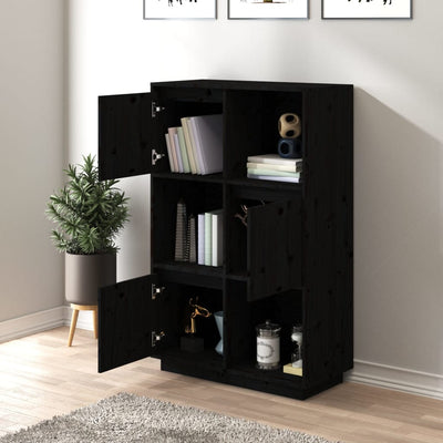 Kaappi musta 74x35x117 cm täysi mänty