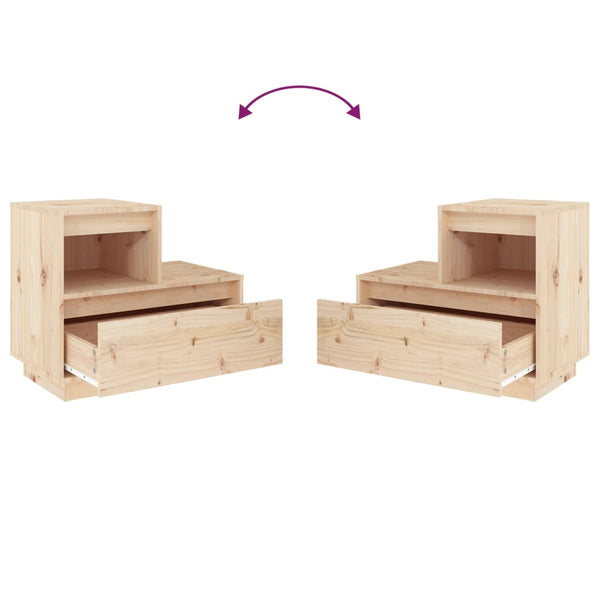 Yöpöydät 2 kpl 60x34x51 cm täysi mänty