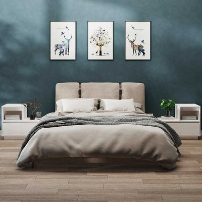 Valkoinen yöpöydät Carlee 60x34x51cm (2 kpl mänty)