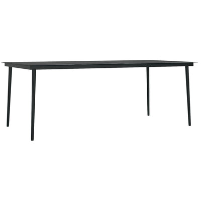 Puutarhan ruokapöytä musta 200x100x74 cm teräs ja lasi