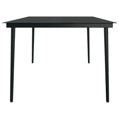 Puutarhan ruokapöytä musta 200x100x74 cm teräs ja lasi