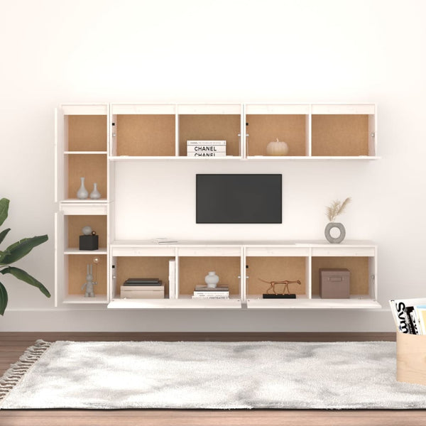 TV-tasot 6 kpl täyttä mäntyä, valkoinen väri