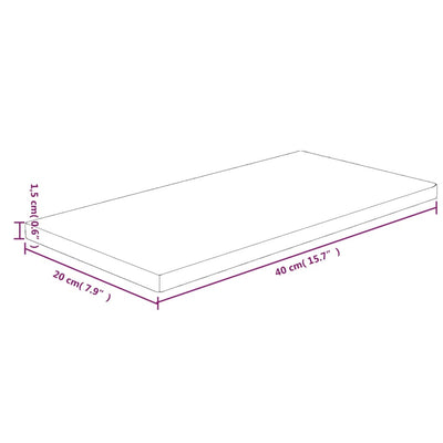 Hyllylevy 40x20x1,5 cm käsittelemätön täysi tammi