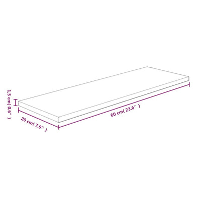 Hyllylevy 60x20x1,5 cm käsittelemätön täysi tammi