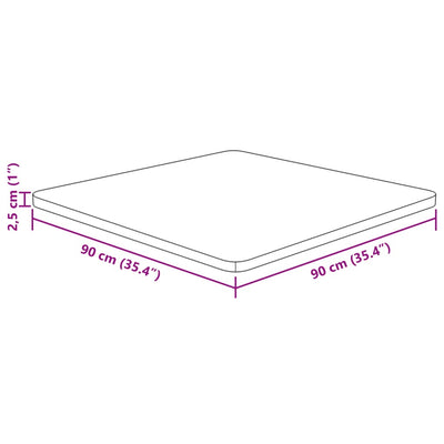 Neliönmuotoinen pöytälevy 90x90x2,5 cm käsittelemätön tammi