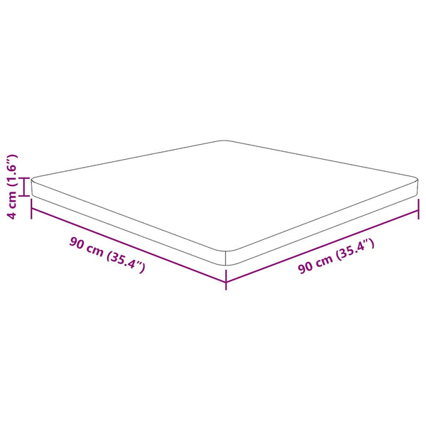 Neliönmuotoinen pöytälevy 90x90x4 cm käsittelemätön tammi