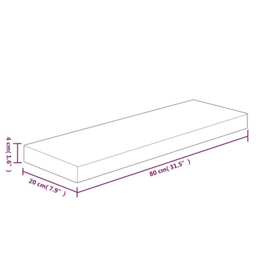Hyllylevy 80x20x4 cm käsittelemätön täysi tammi