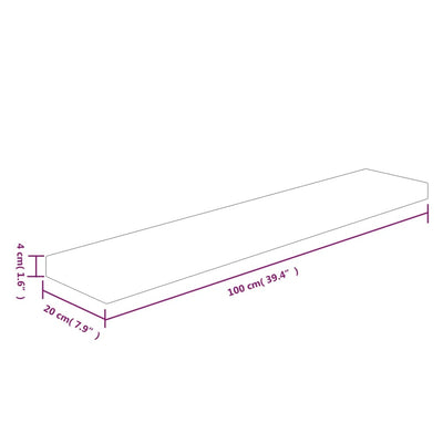 Hyllylevy 100x20x4 cm käsittelemätön täysi tammi