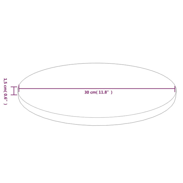 Tummanruskea pyöreä pöytälevy Xantos Ø30x1,5cm (käsitelty tammi)
