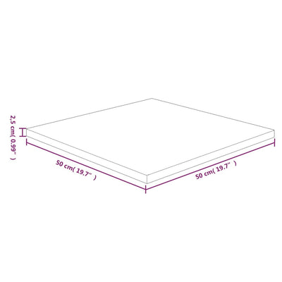 Pöytälevy neliö vaaleanruskea 50x50x2,5 cm käsitelty täystammi