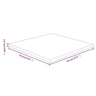 Pöytälevy neliö vaaleanruskea 70x70x2,5 cm käsitelty täystammi