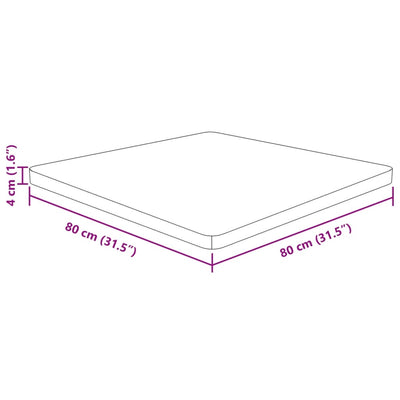 Pöytälevy neliö vaaleanruskea 80x80x4 cm käsitelty tammi