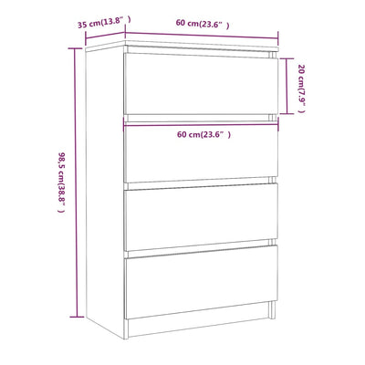 Senkki ruskea tammi 60x35x98,5 cm tekninen puu