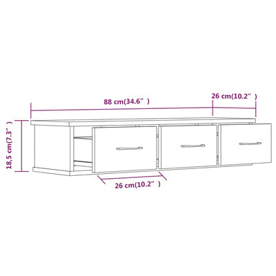 TV-seinäkaappi ruskea tammi 88x26x18,5 cm tekninen puu