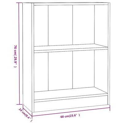 Kirjahylly harmaa Sonoma 60x24x76 cm tekninen puu