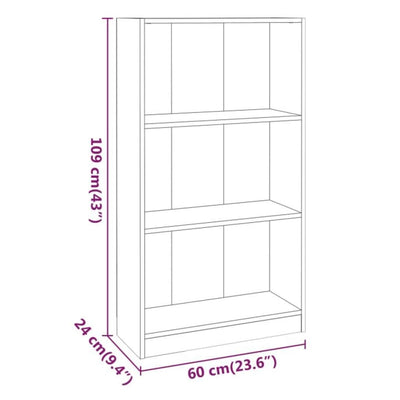 Kirjahylly savutammi 60x24x109 cm tekninen puu