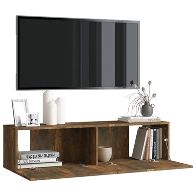 TV-seinäkaappi savutammi 120x30x30 cm tekninen puu
