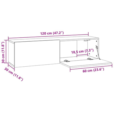 TV-seinäkaappi harmaa Sonoma 120x30x30 cm tekninen puu